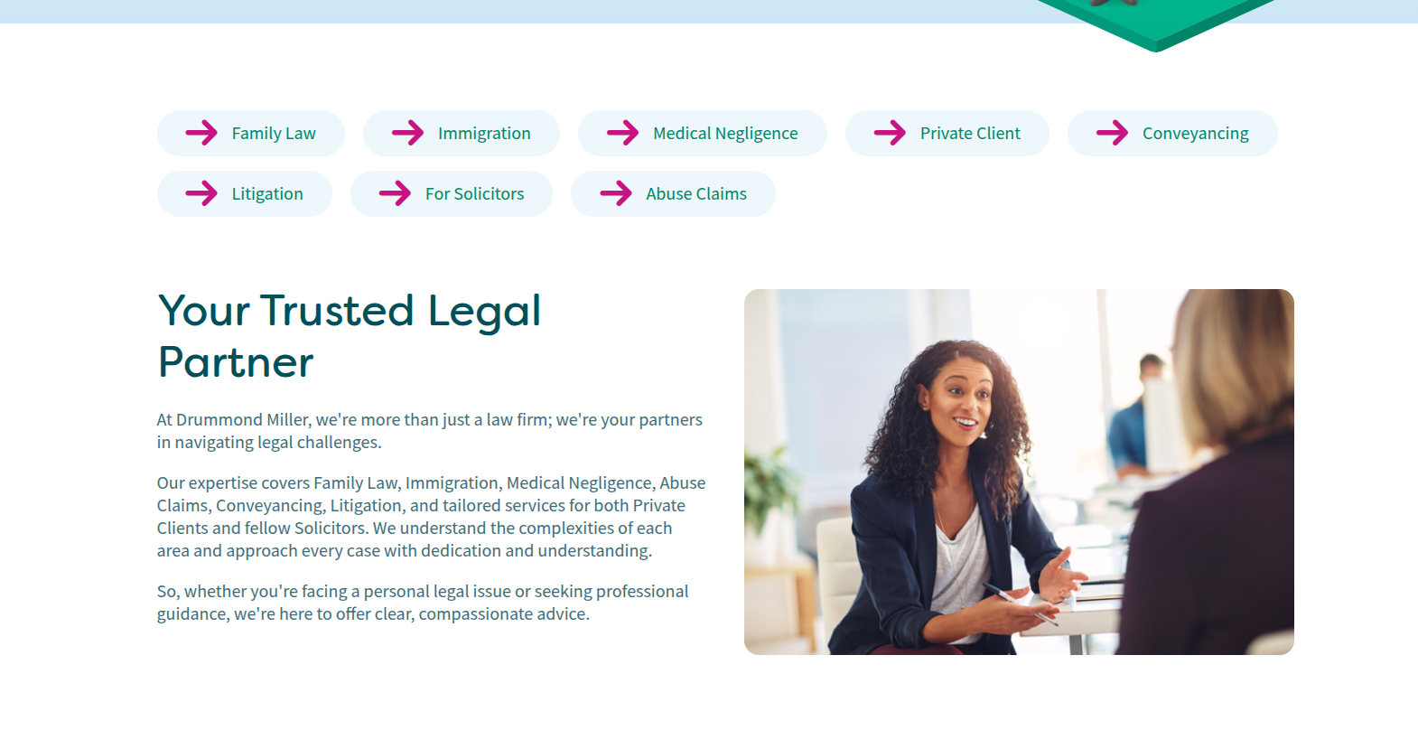 Screenshot of Drummond Miller's website